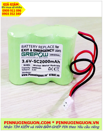 Pin sạc 3.6v-SC2000mAh, Pin sạc NiMh 3.6v-SC2000mAh, Pin GREPOW 3.6v-SC2000mAh